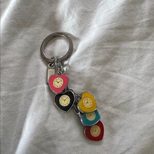 Vintage Coach Multicolor Heart Keychain